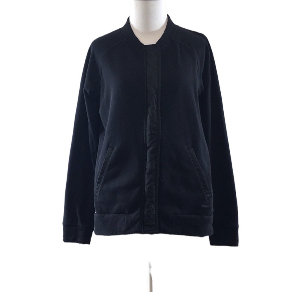Athleta Black Modern‎ Crisp Stronger Bomber Coat Jacket Womens Small Snap Zip Up